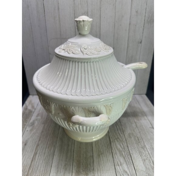 Vtg Lenox Butler's Pantry Soup Tureen with Lid and Ladle with Tag Cream 12" Tall - Picture 2 of 15